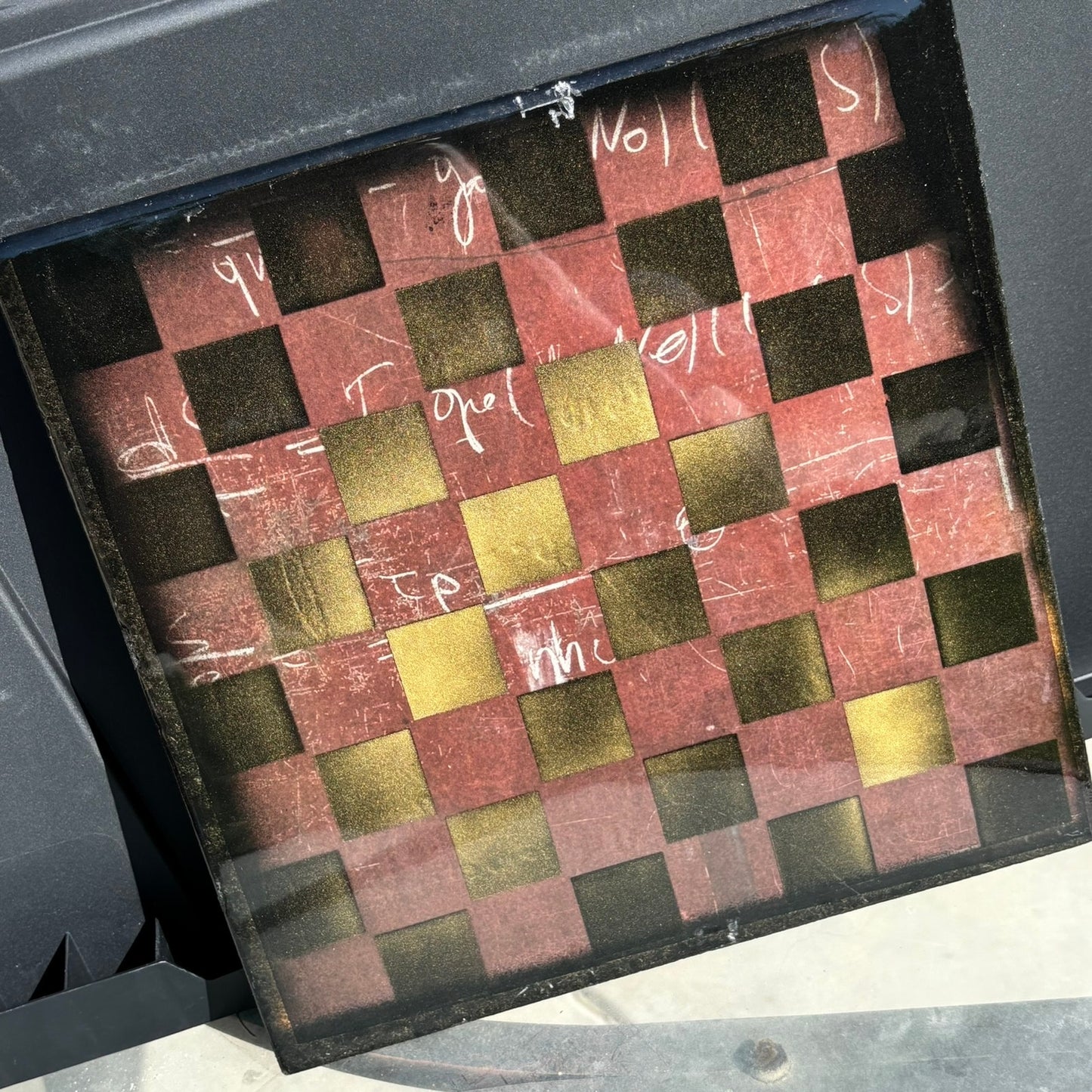 Burgundy Gold - Resin Coated Chess Board