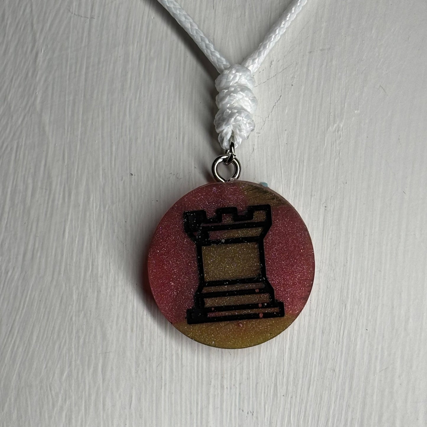 Rotten Red Rook - Handmade Resin Chess Necklace