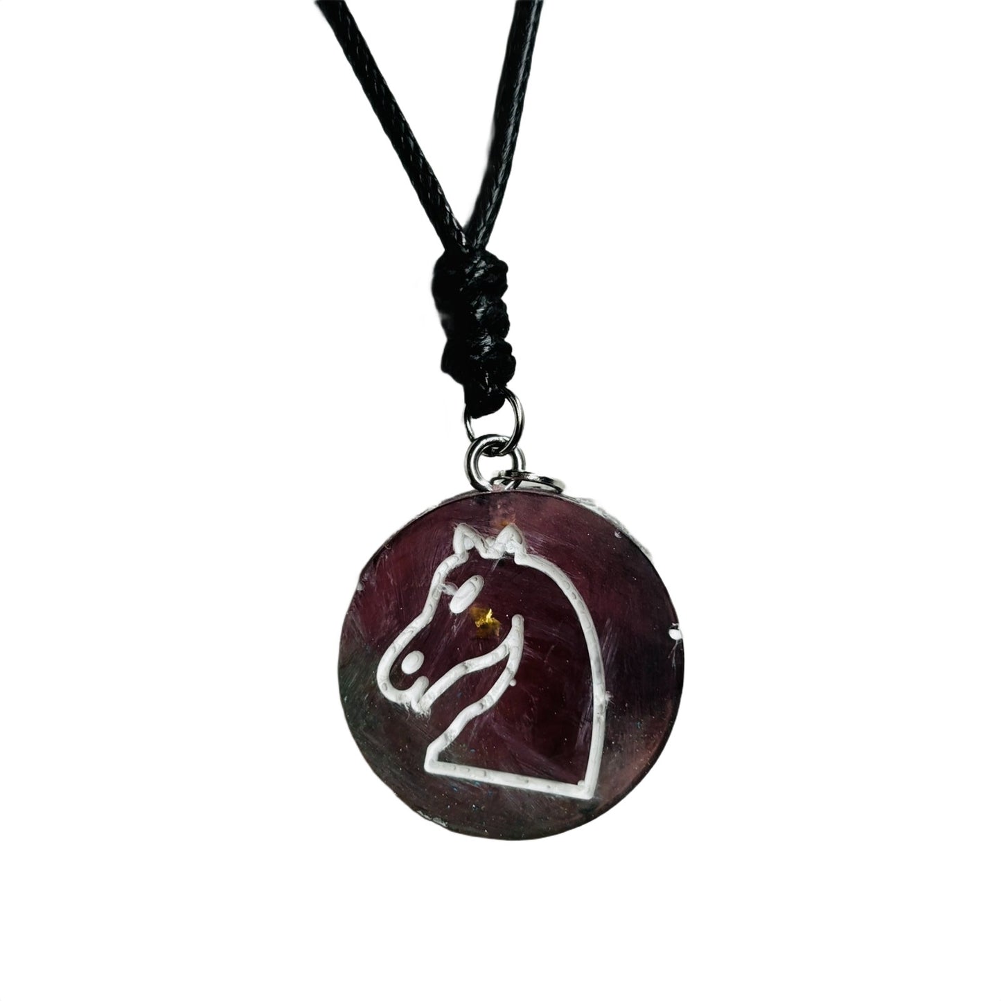 Coffee Brown Knight - Handmade Resin Chess Necklace