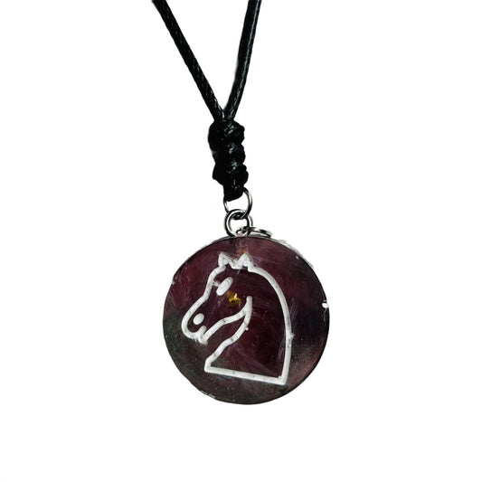 Coffee Brown Knight - Handmade Resin Chess Necklace