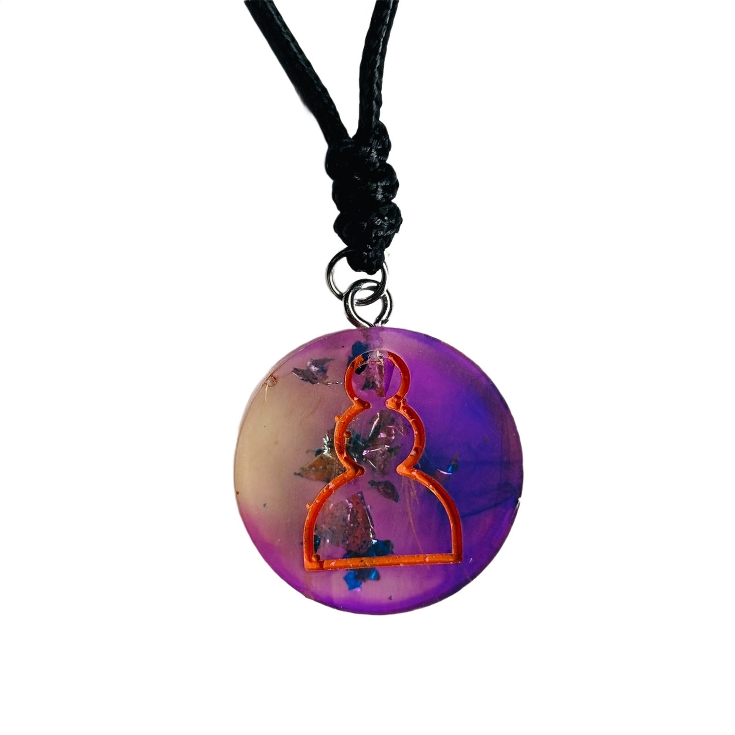 Cosmic Purple Pawn - Handmade Resin Chess Necklace