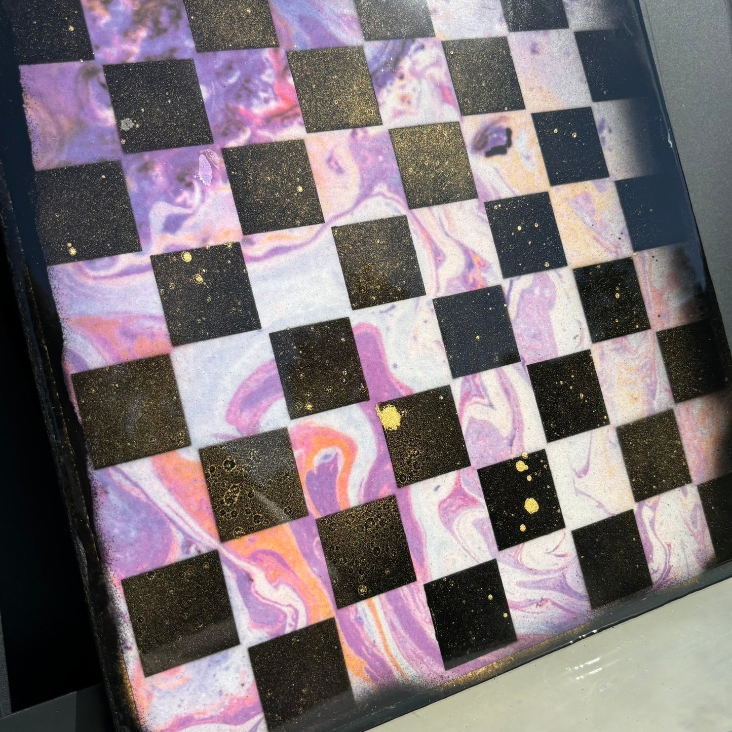 Purple Swirl - Resin Coated Chess Board