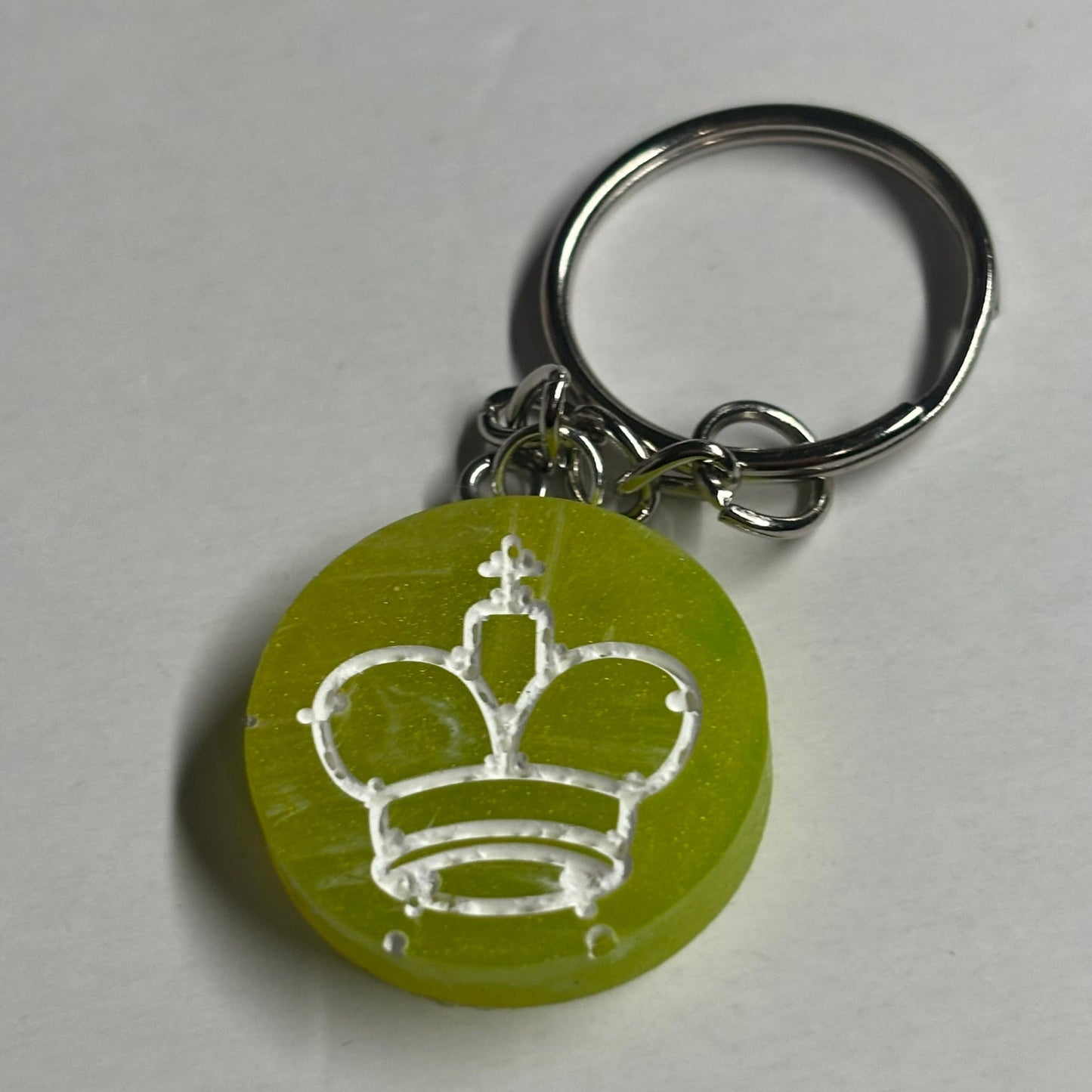 Neon Green King - Handmade Resin Keychain