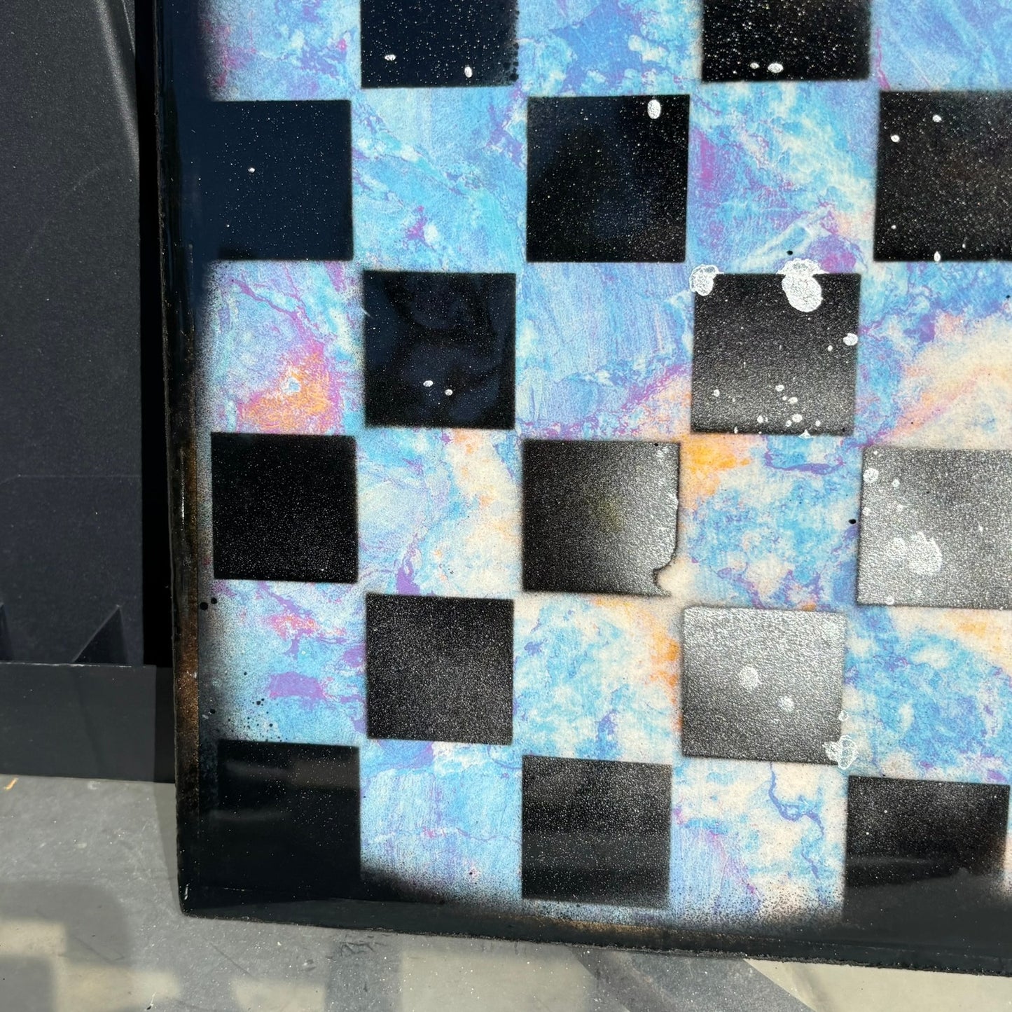 Ruby Blue - Resin Coated Chess Board