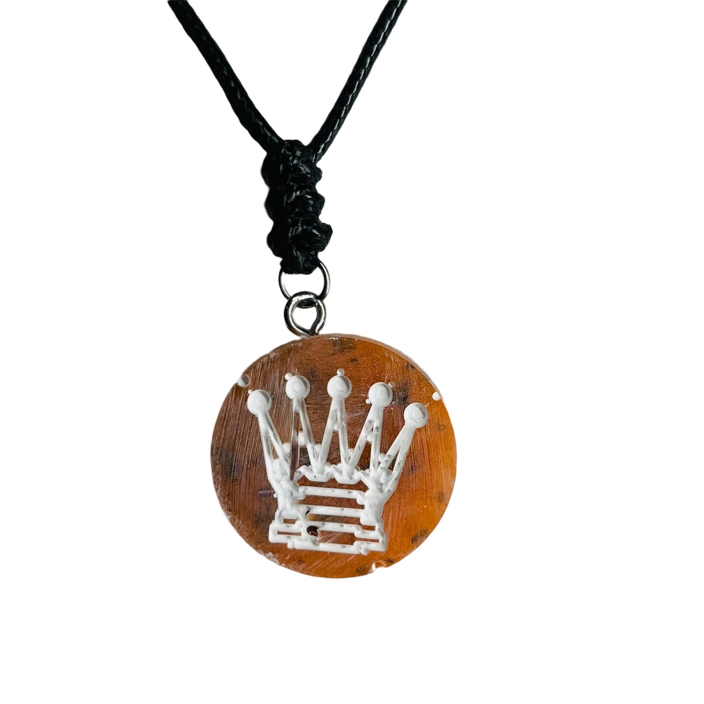 Orange Crystal Queen - Handmade Resin Chess Necklace