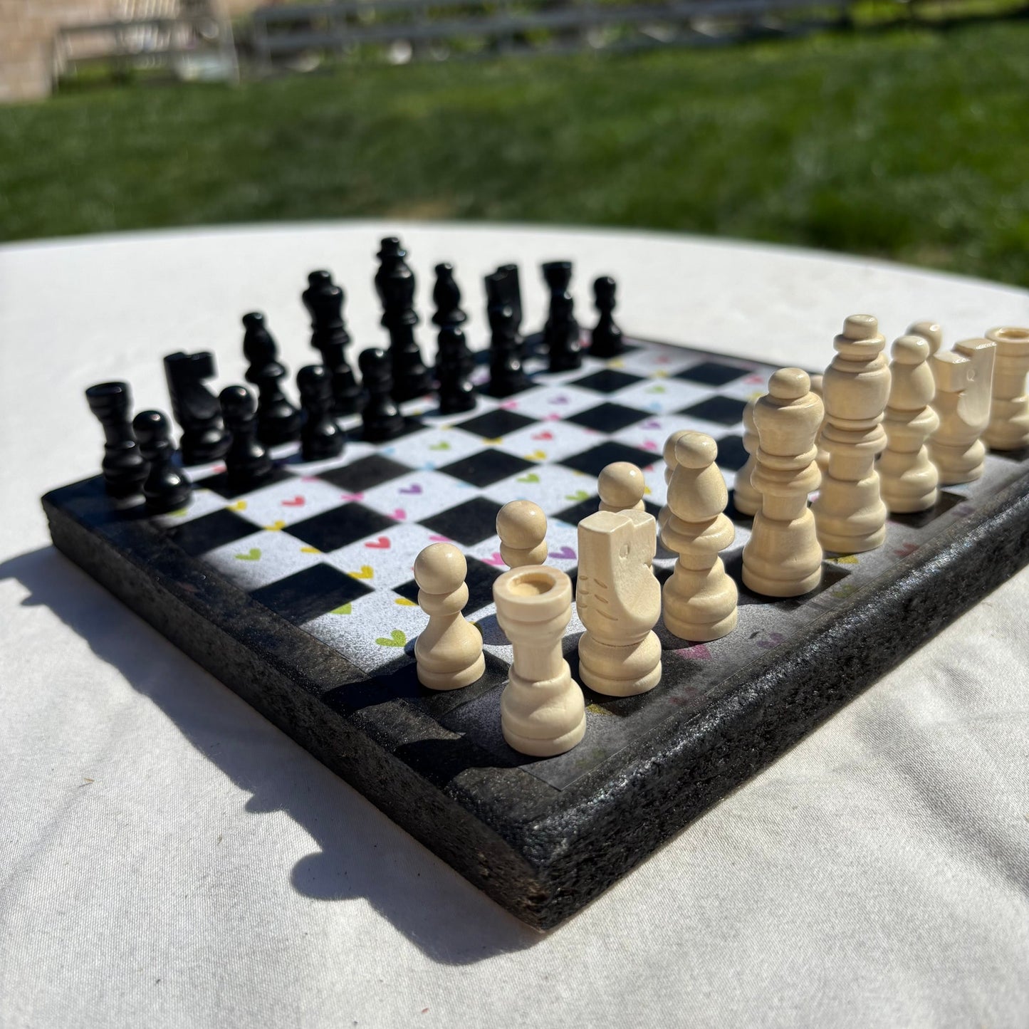 Colorful Hearts - Scrapbook Chess Set