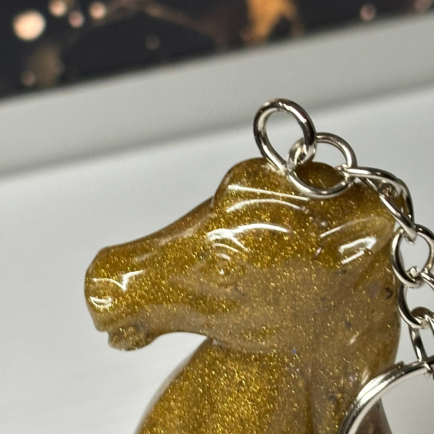 Yellow Brown Knight - Handmade Resin Keychain - Large Edition
