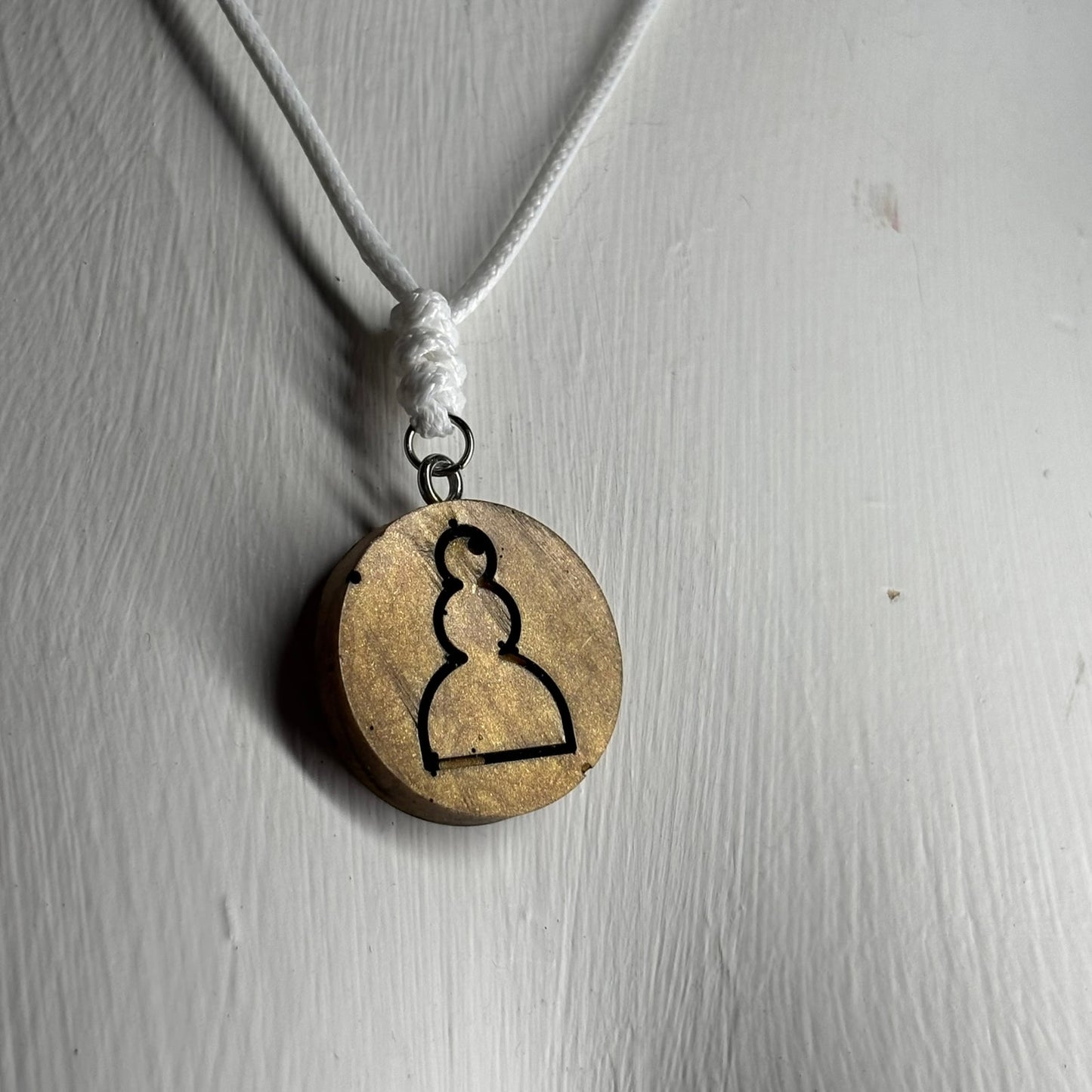 Dark Yellow Pawn - Handmade Resin Chess Necklace