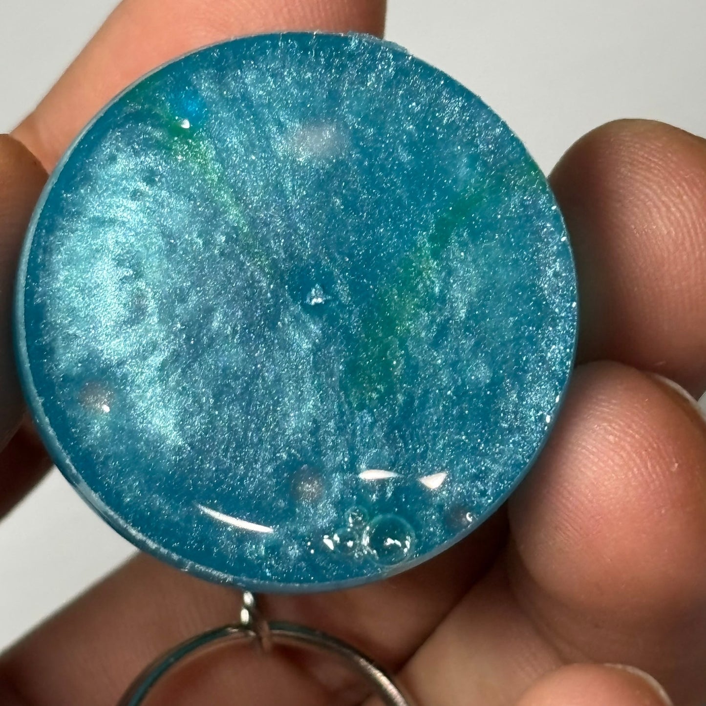 Green Blue Pawn - Handmade Resin Keychain - Large Edition