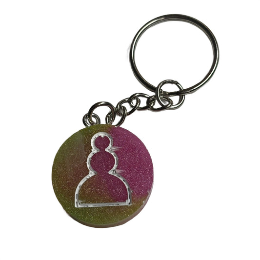 Pink Smoosh Pawn - Handmade Resin Keychain - Flat Edition