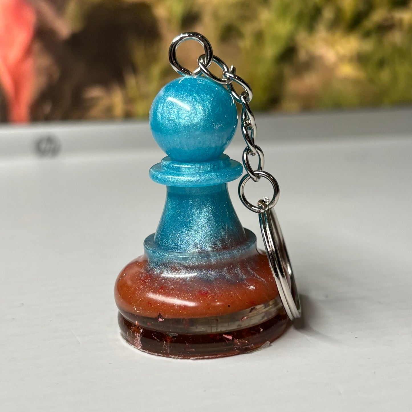 Blue Royal Pawn - Handmade Resin Keychain - Large Edition