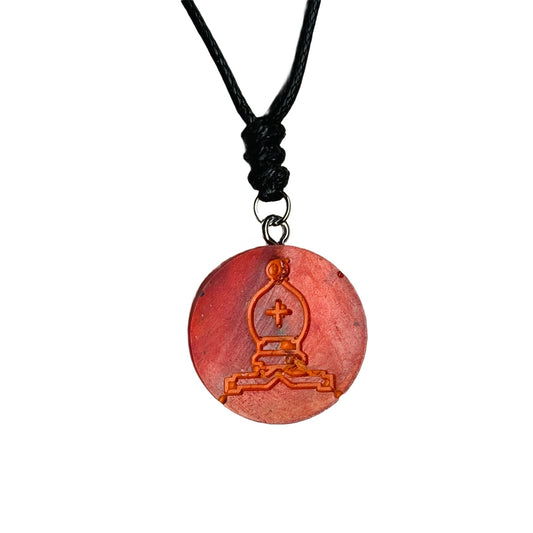 Fire Red Bishop - Handmade Resin Chess Necklace