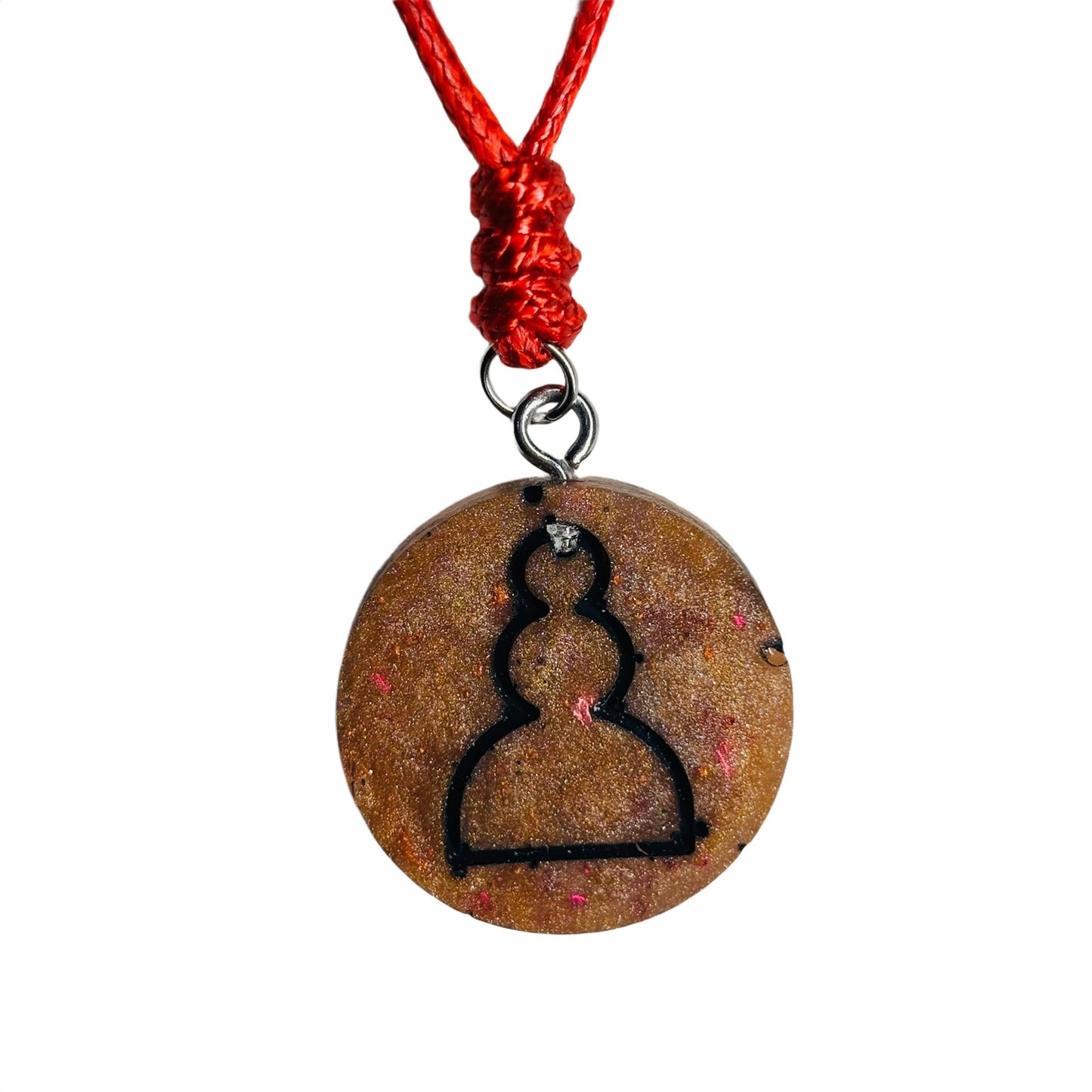Orange Glow Pawn - Handmade Resin Chess Necklace