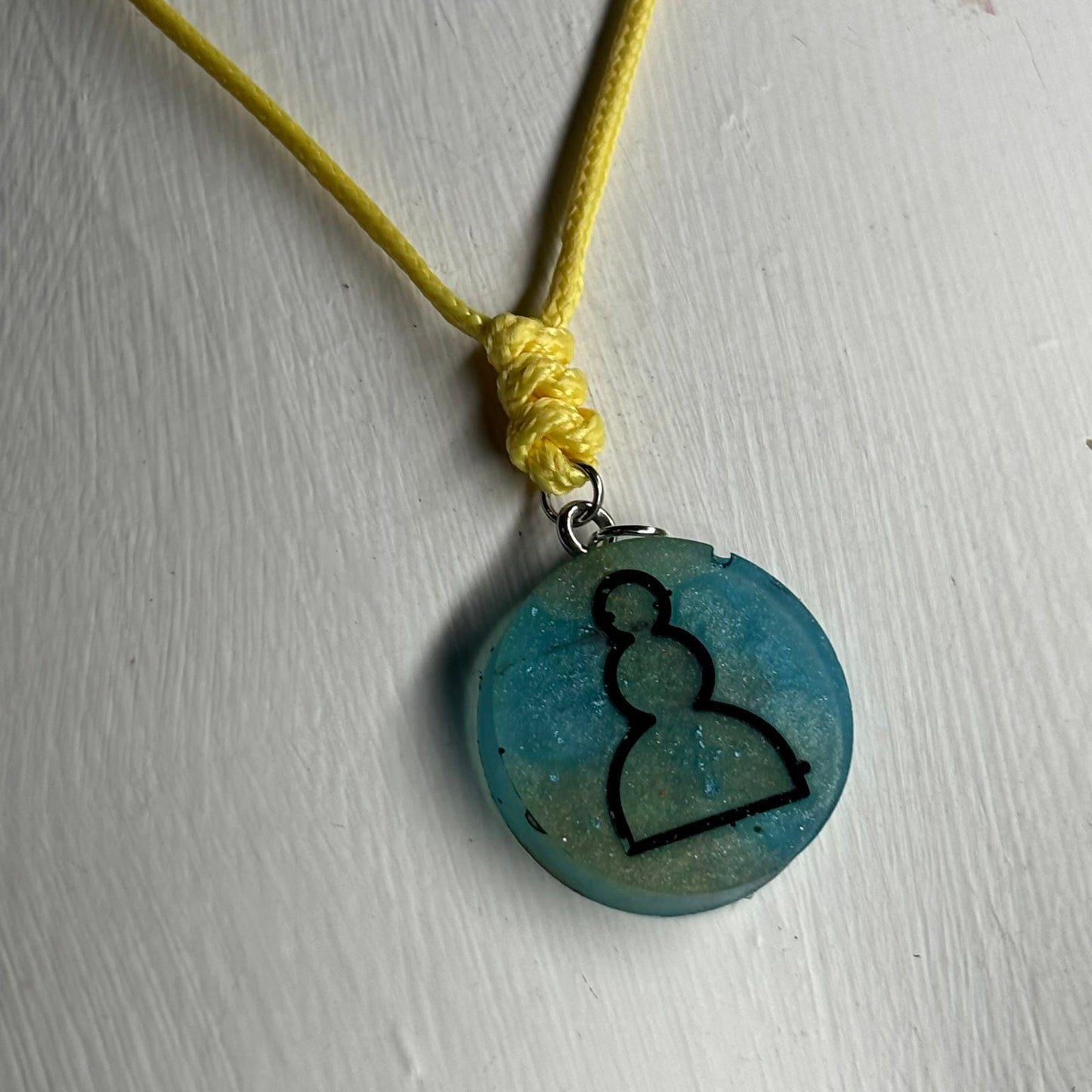 Seaside Blue Pawn - Handmade Resin Chess Necklace