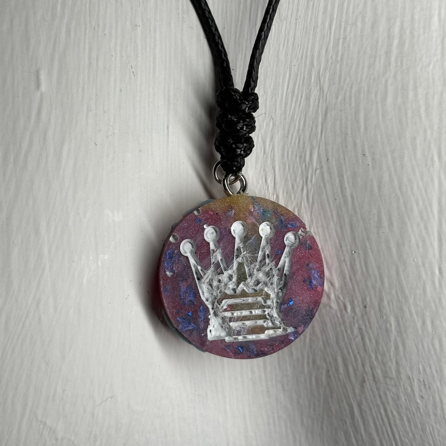 Crystal Pink Queen - Handmade Resin Chess Necklace