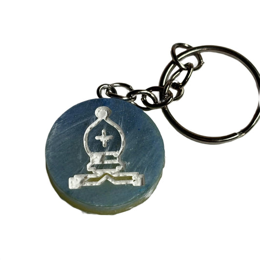 Yellow Blue Bishop - Handmade Resin Keychain - Flat Edition