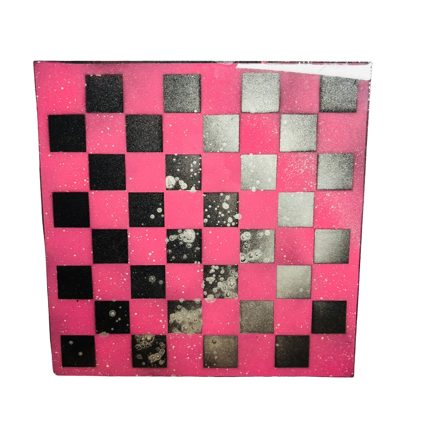 Pink Chrome Black - Resin Coated Chess Board