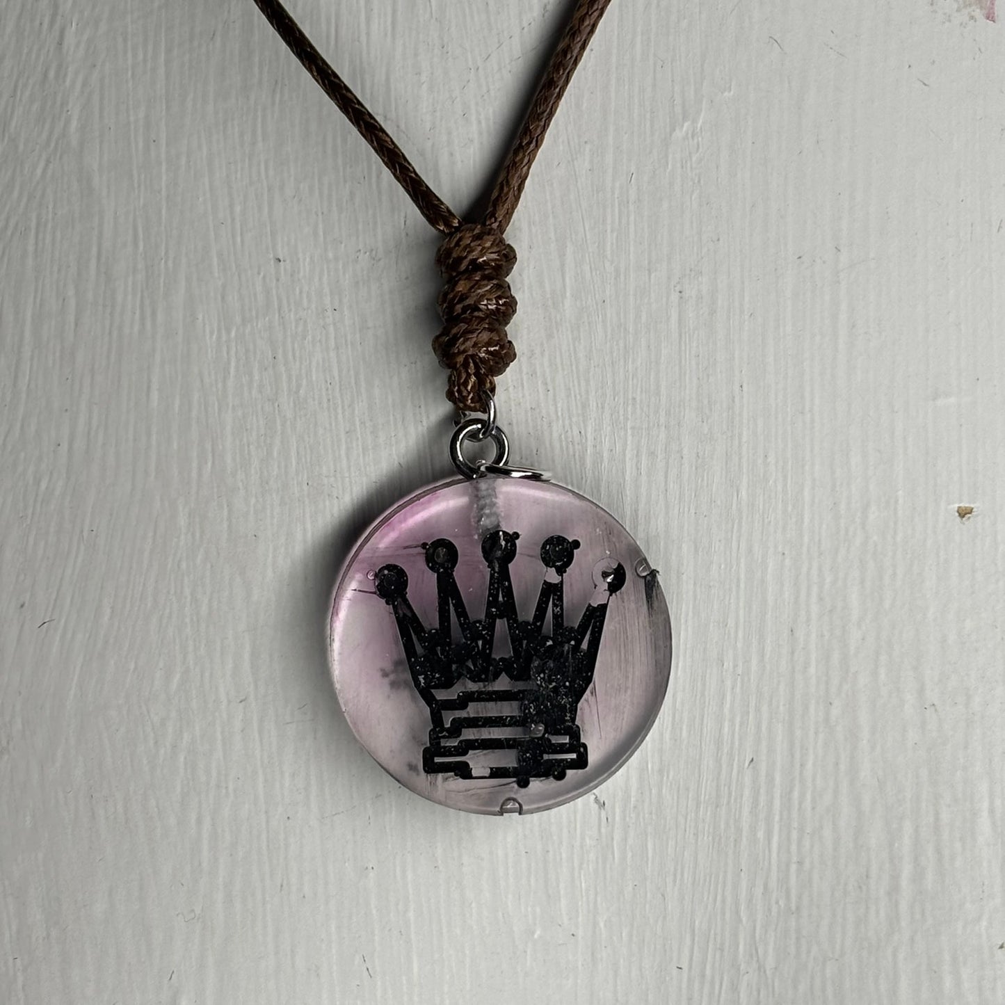 Cherry Vintage Pink Queen - Handmade Resin Chess Necklace
