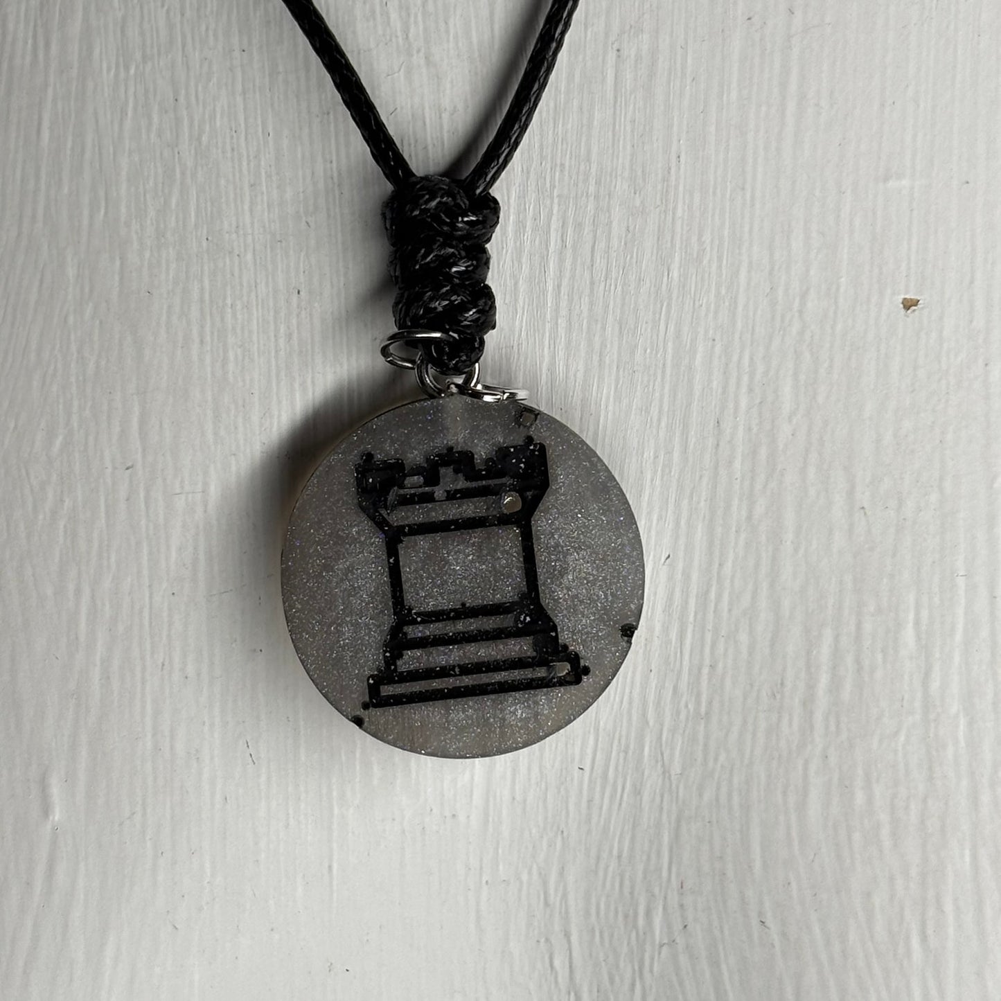 Silver Rook - Handmade Resin Chess Necklace