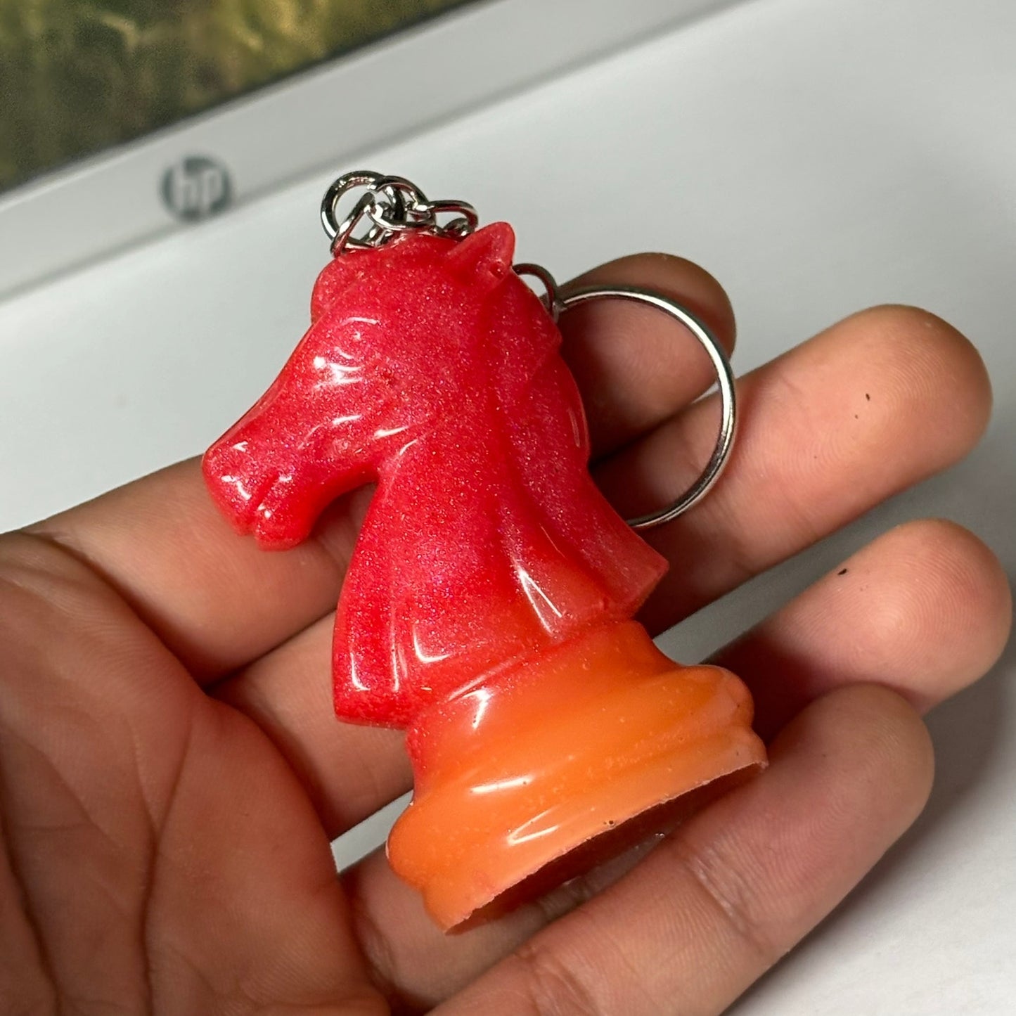 Hot Red Knight - Handmade Resin Keychain - Large Edition