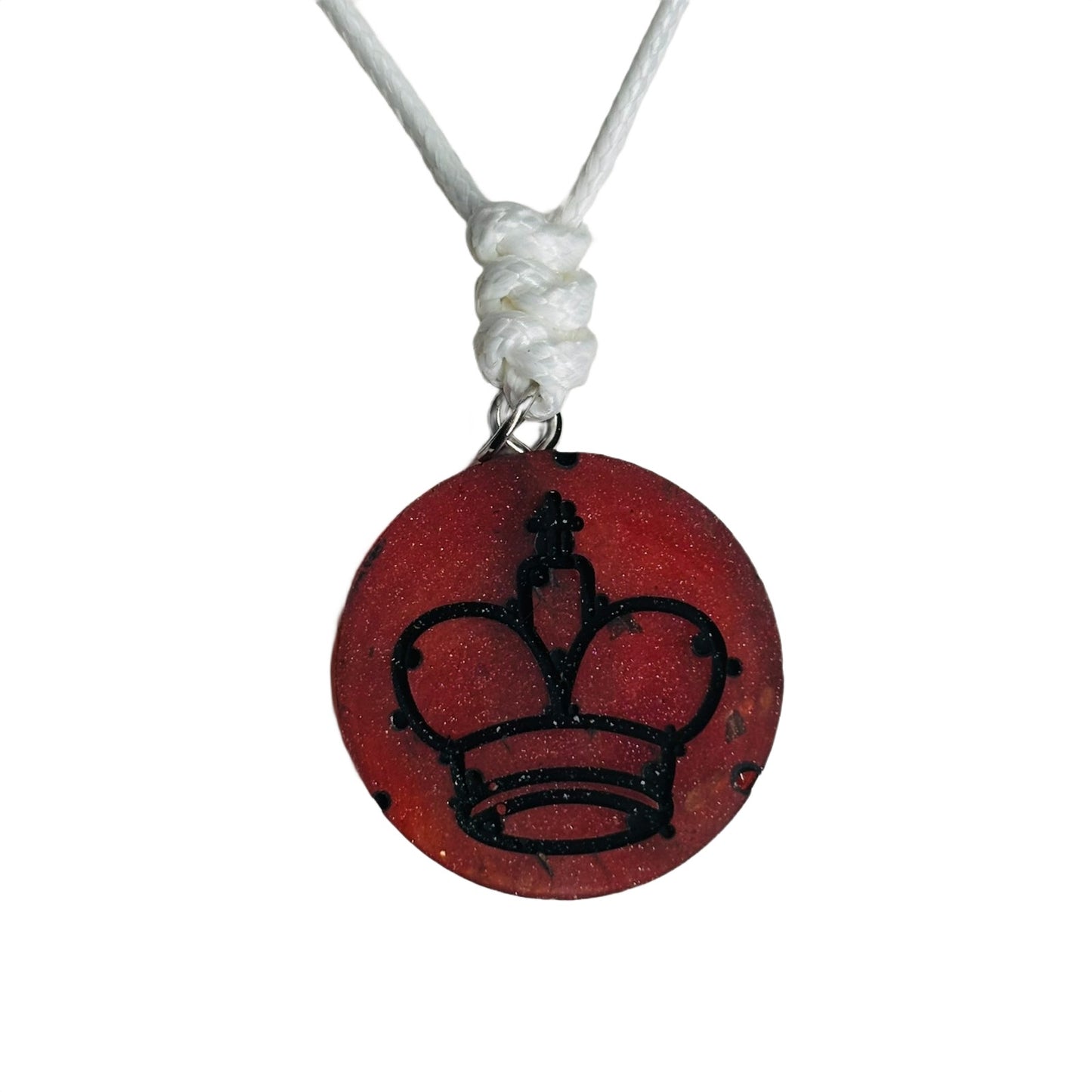 Clean Red King - Handmade Resin Chess Necklace
