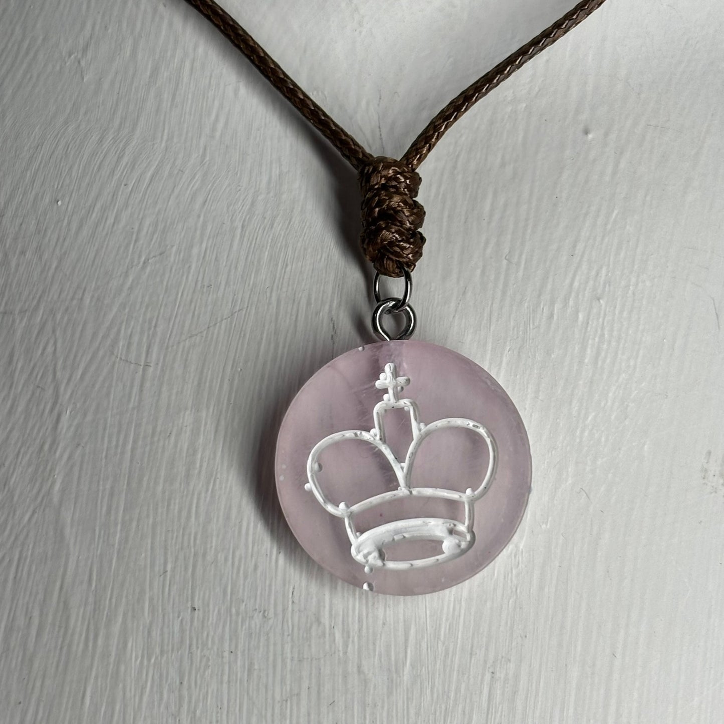Precious Pink King - Handmade Resin Chess Necklace