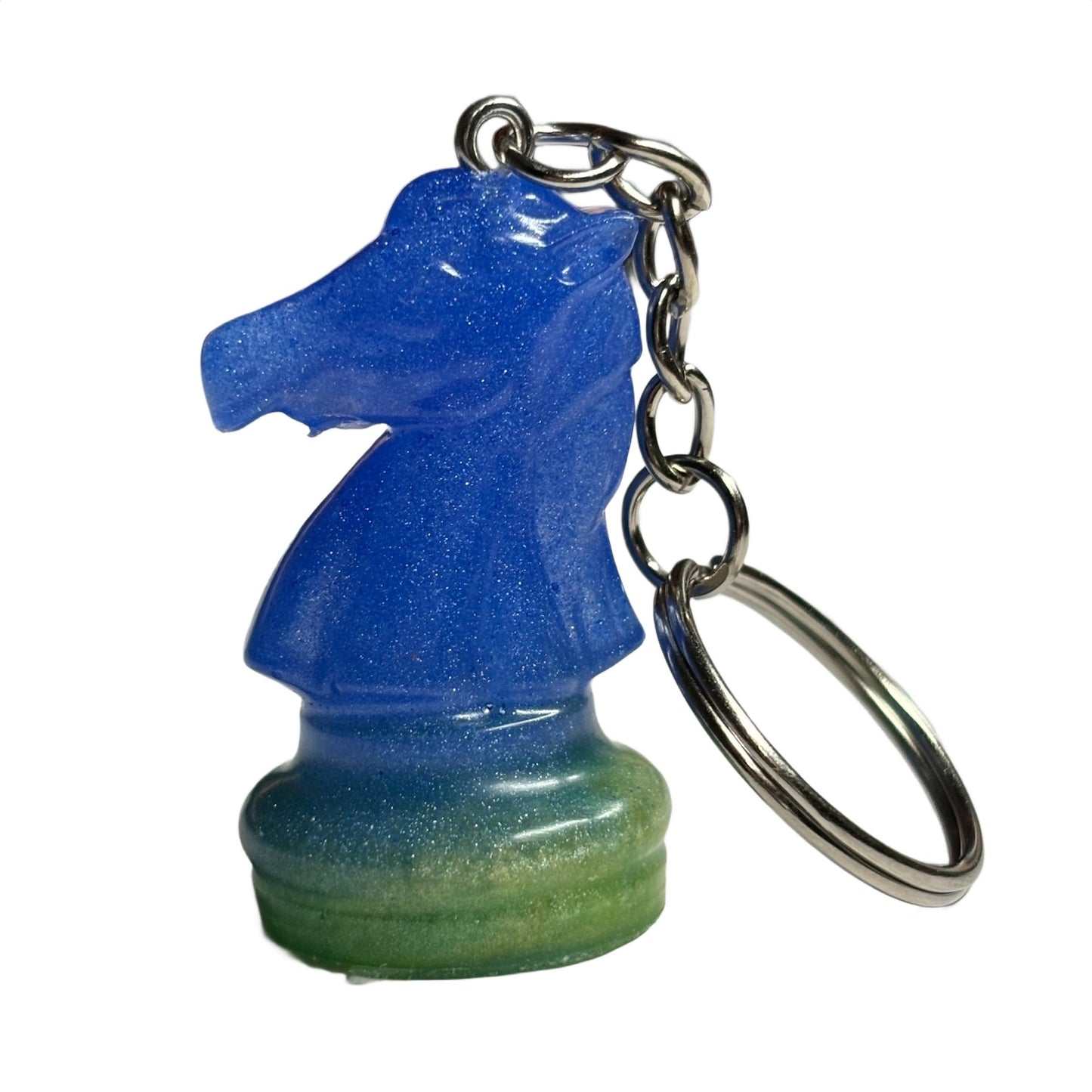 Blue Green Knight  - Handmade Resin Keychain