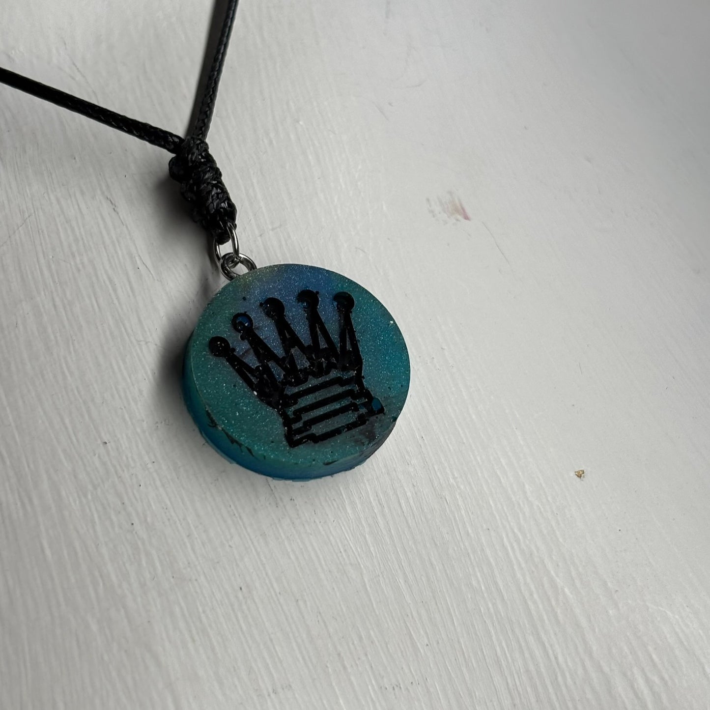 Dark Blue King - Handmade Resin Chess Necklace