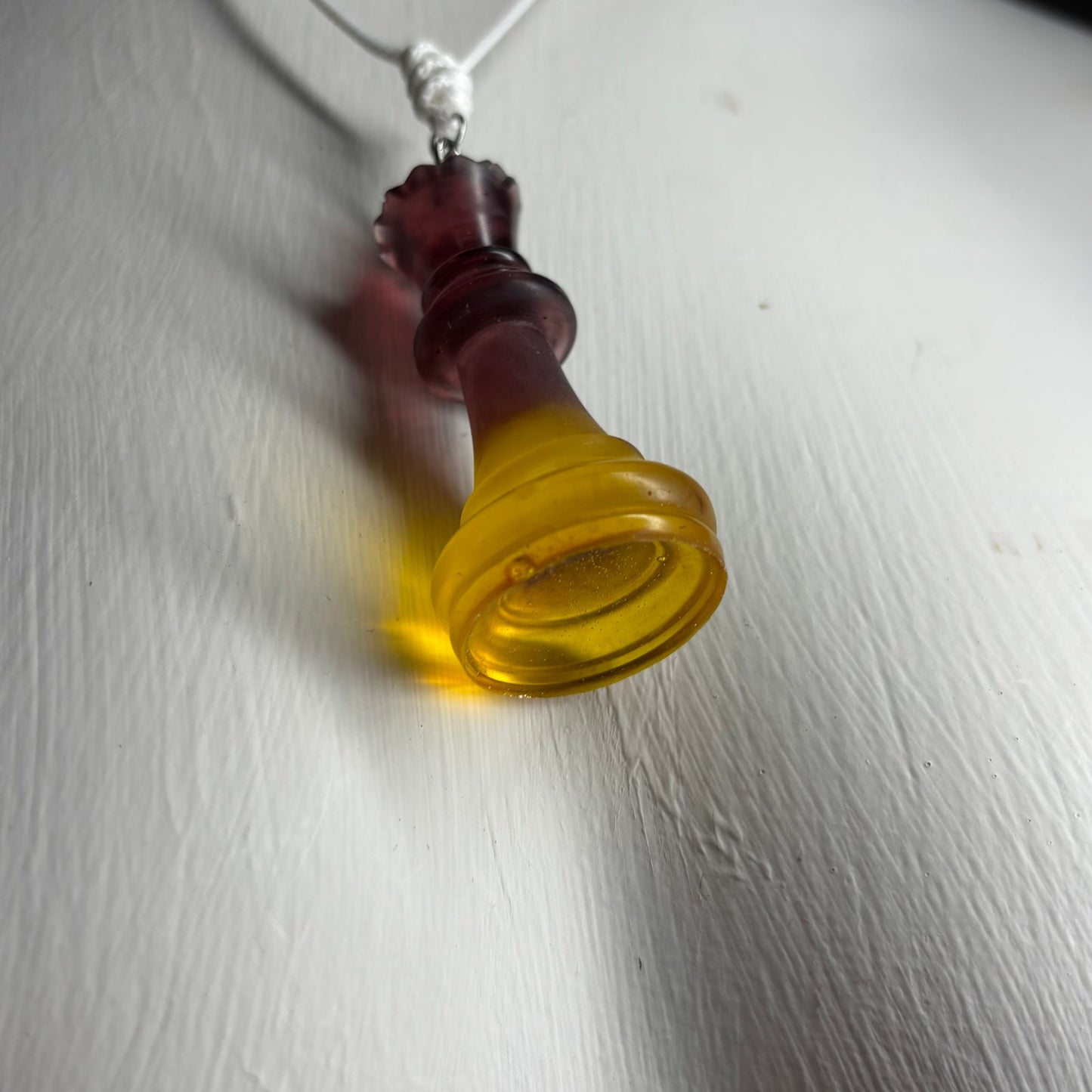 Yellow & Brown Queen - Handmade Resin Chess Necklace