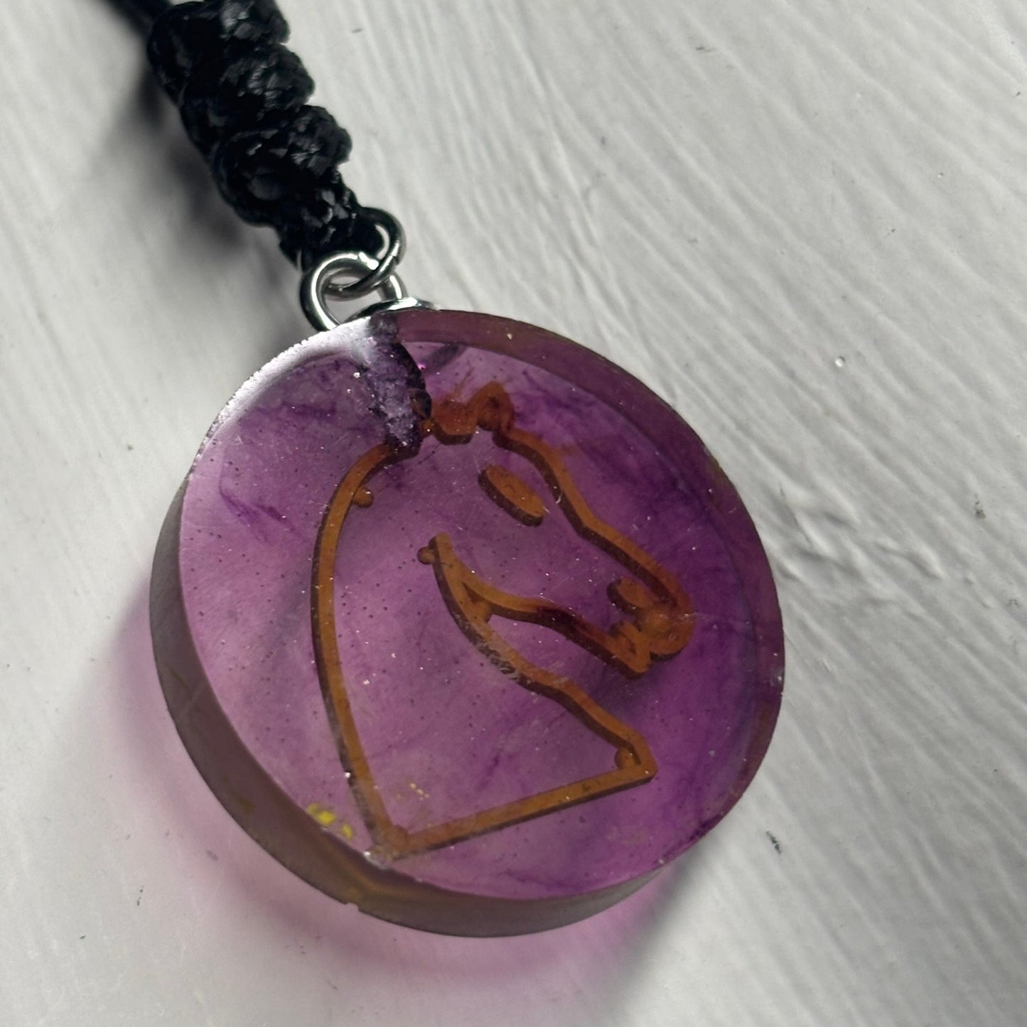 Purple Knight - Handmade Resin Chess Necklace