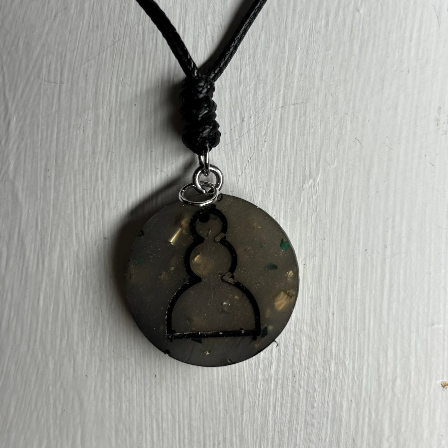 Dark Castle Gray Pawn - Handmade Resin Chess Necklace