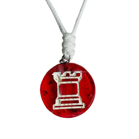 Candy Red Rook - Handmade Resin Chess Necklace