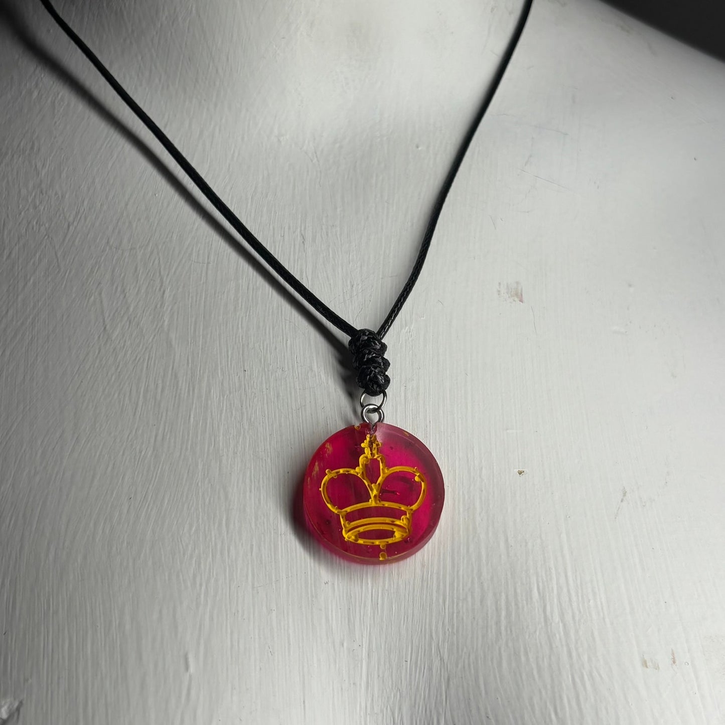 Cherry Red King - Handmade Resin Chess Necklace