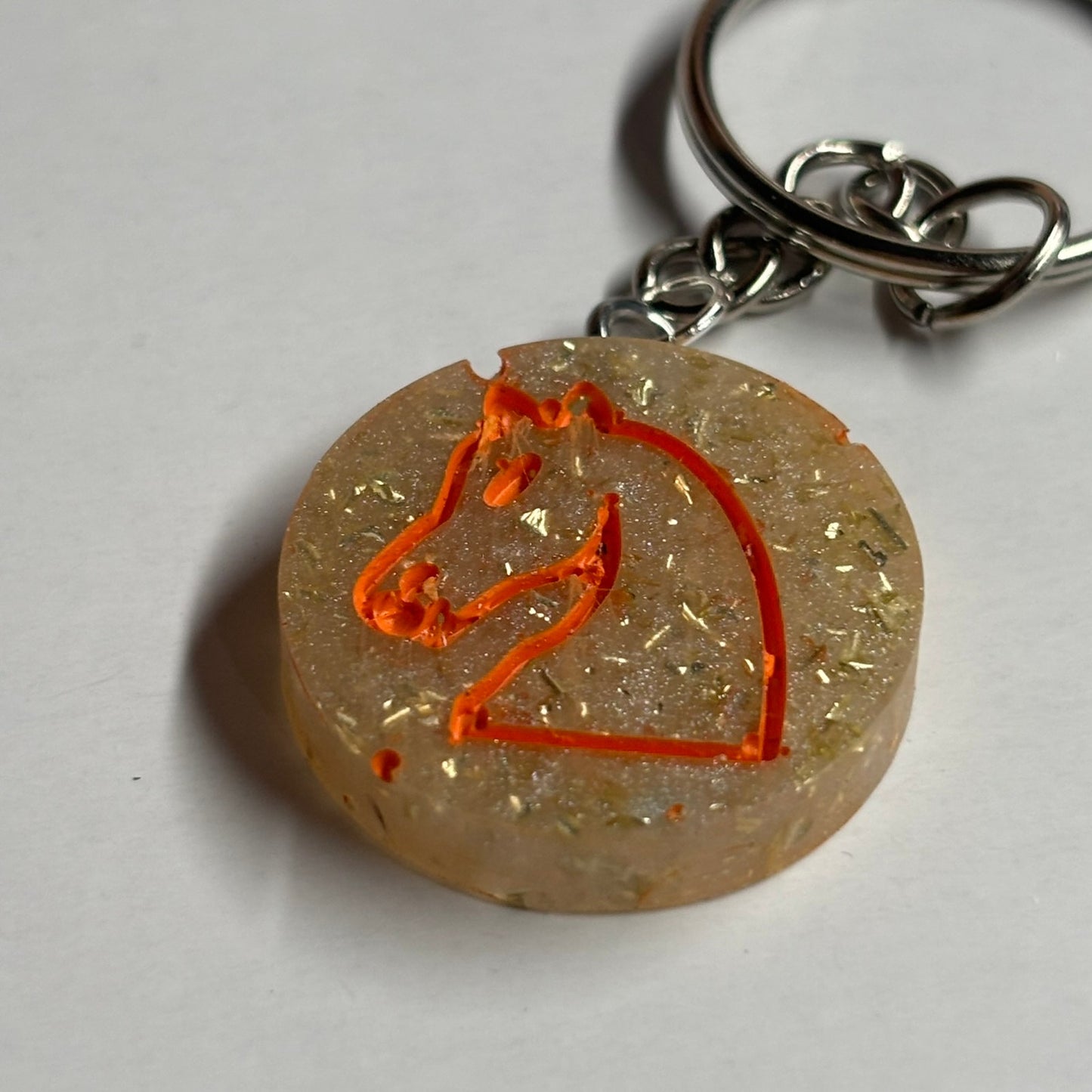 White Gold Sunset Knight - Handmade Resin Keychain - Flat Edition