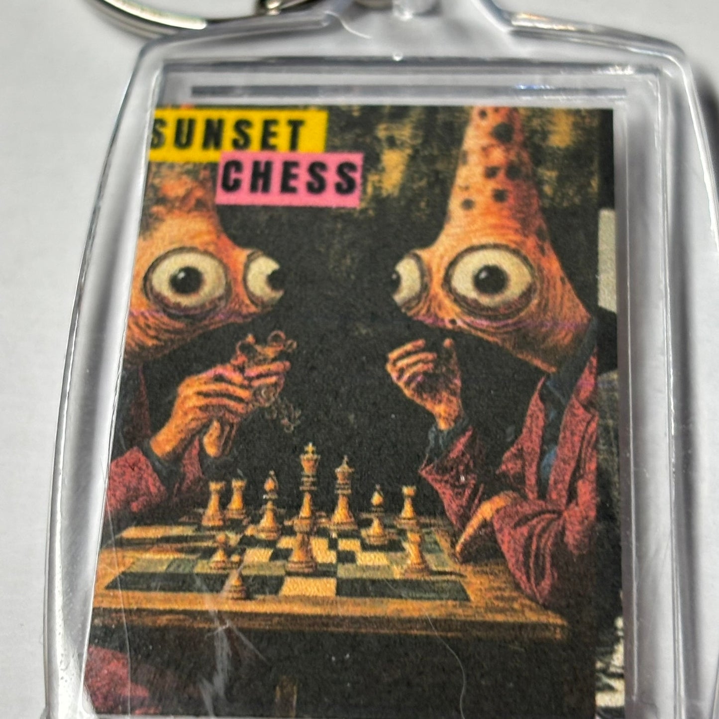 Fish Eyes - Sunset Chess Photo Keychain