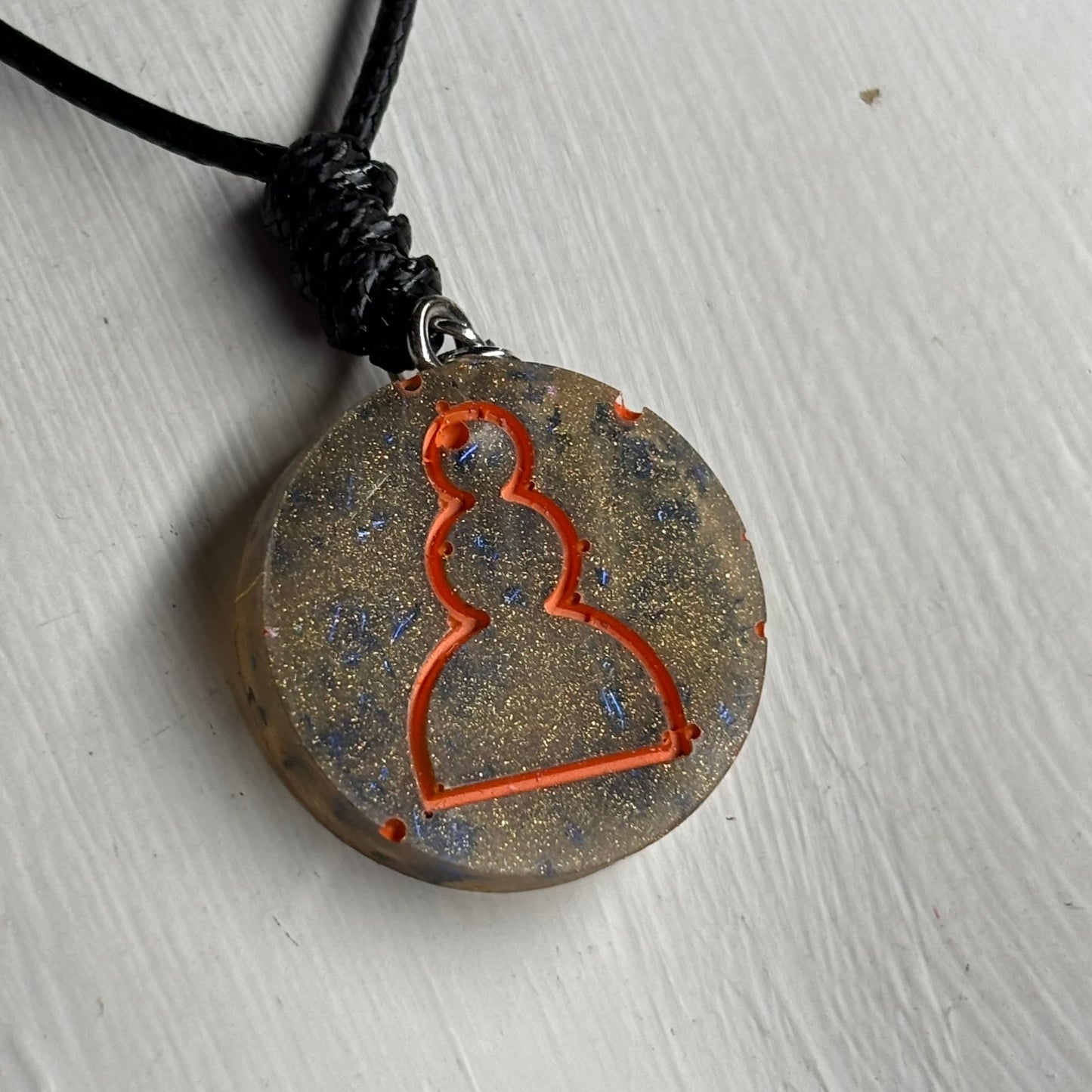 Green & Orange Luxury Pawn - Handmade Resin Chess Necklace