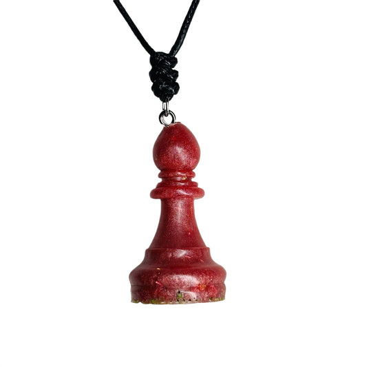 Pretty Pink Bishop - Handmade Resin Chess Necklace
