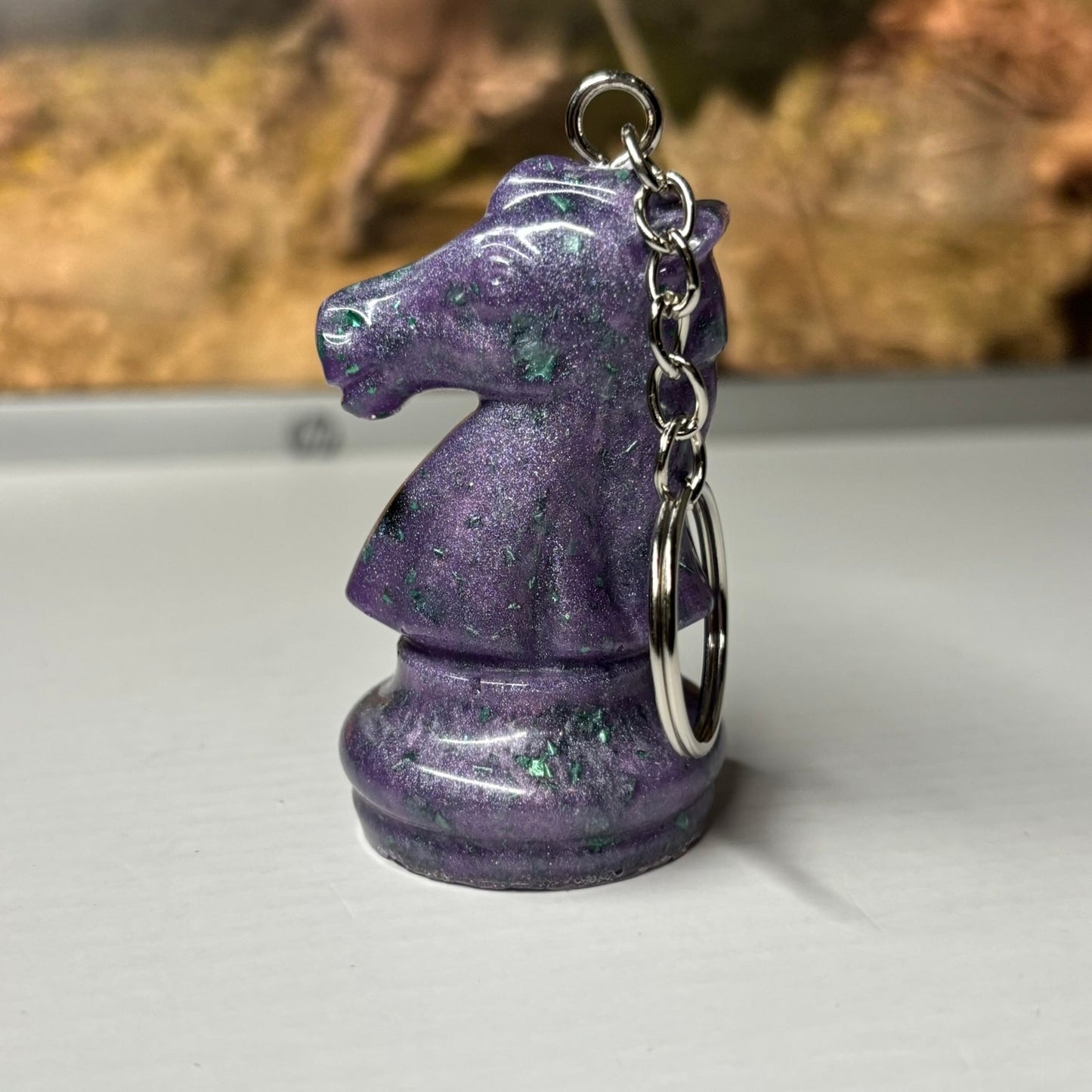 Midnight Purple Knight - Handmade Resin Keychain - Large Edition