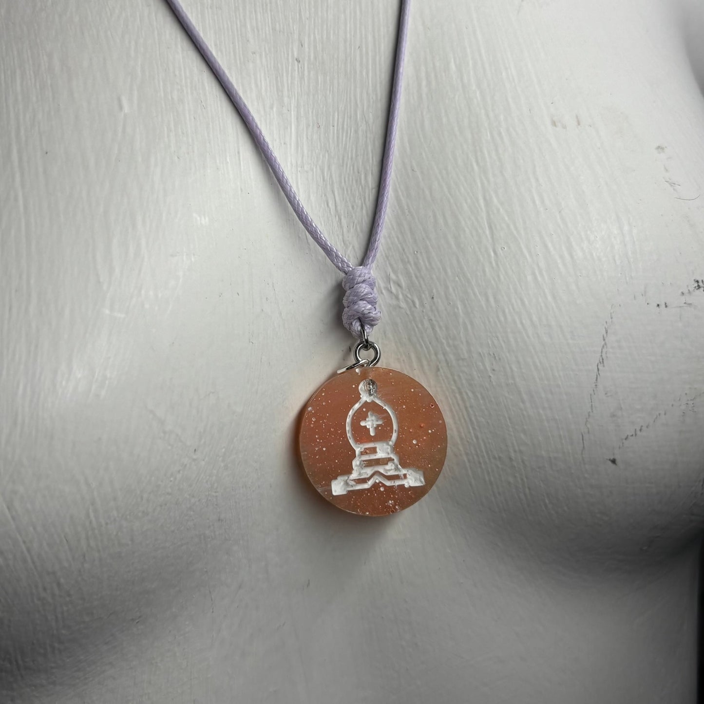 Orange Pawn - Handmade Resin Chess Necklace