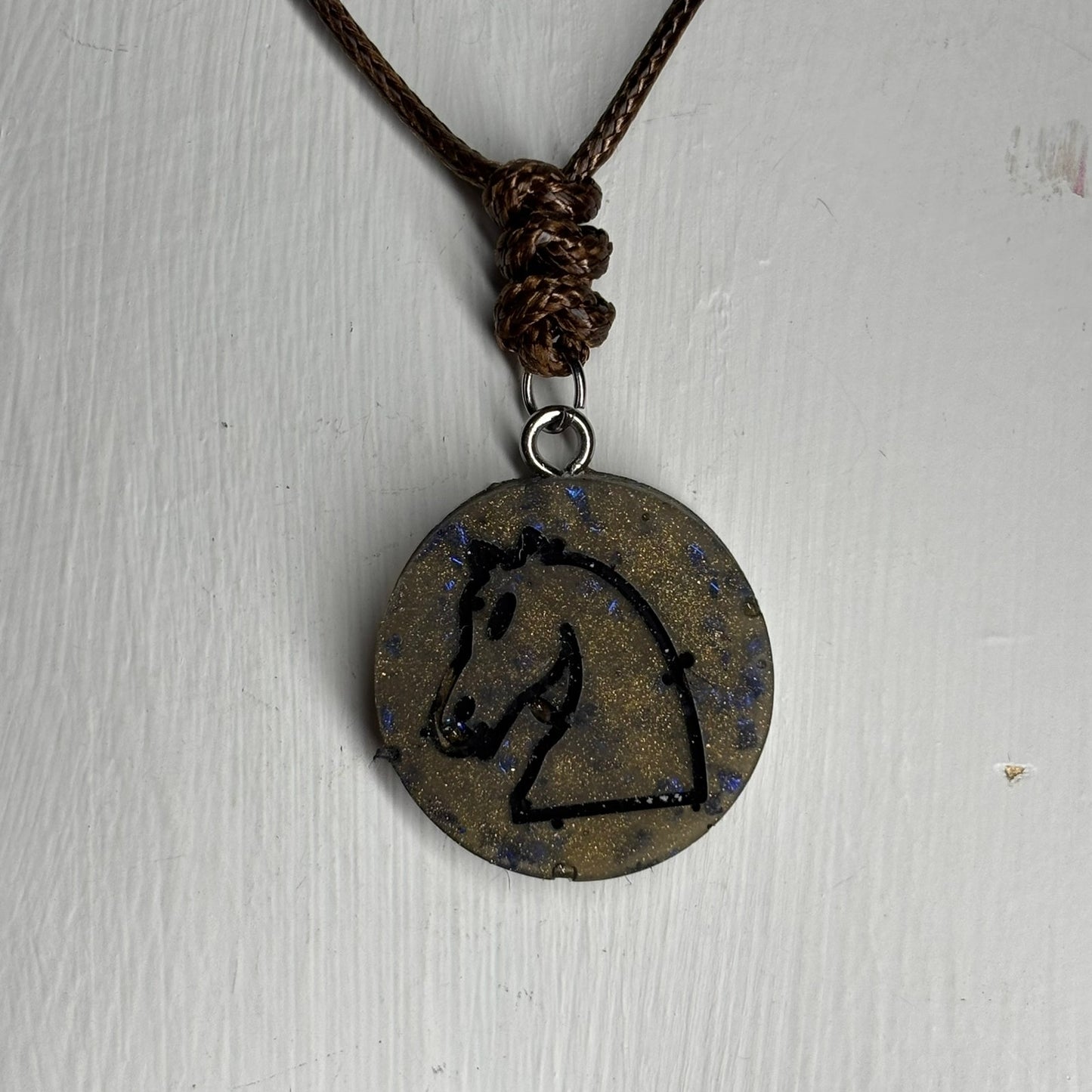 Luxury Brown Knight - Handmade Resin Chess Necklace