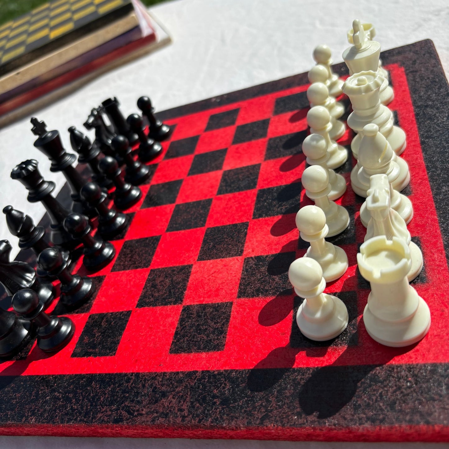 Red & Black - Painted Chess Set