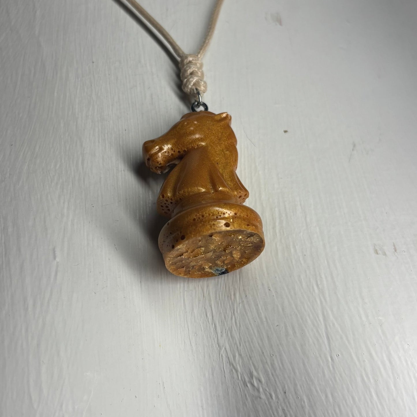 Golden Knight - Handmade Resin Chess Necklace
