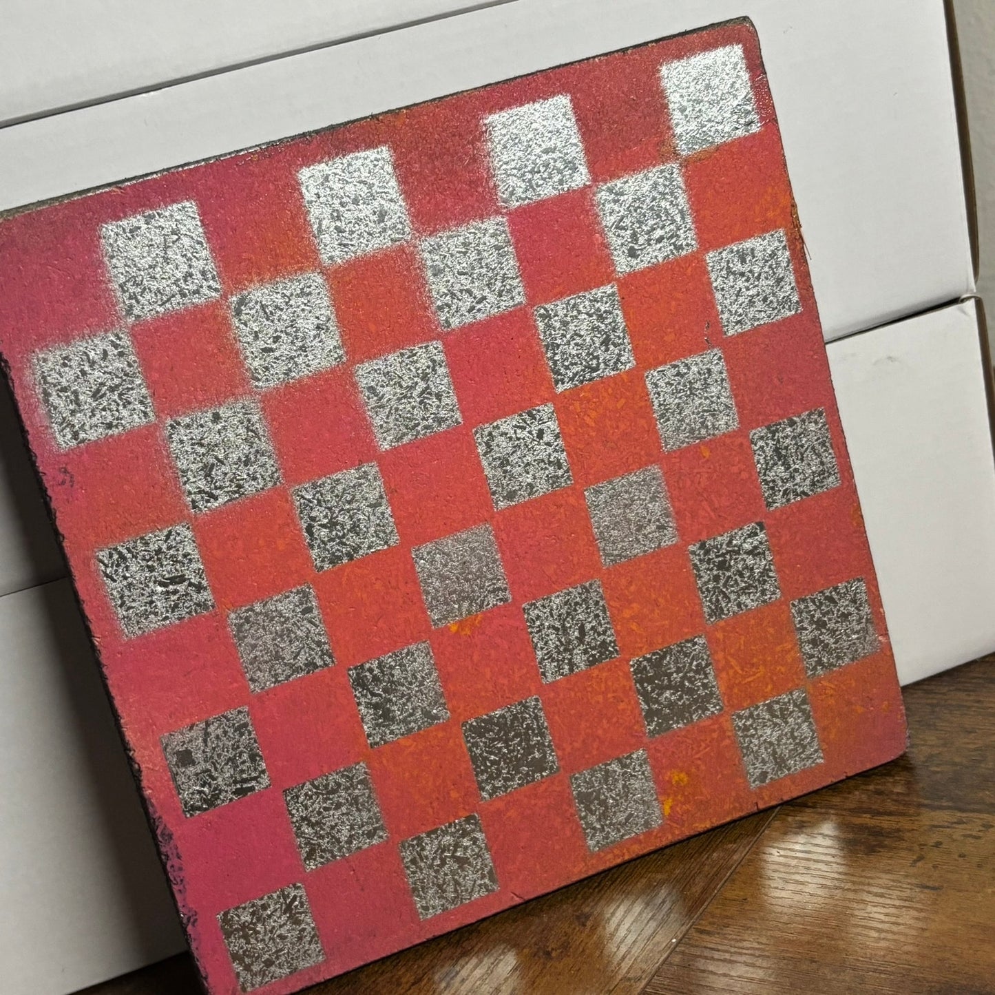 Red Orange Chrome Hue - Painted Double Sided Chess Board