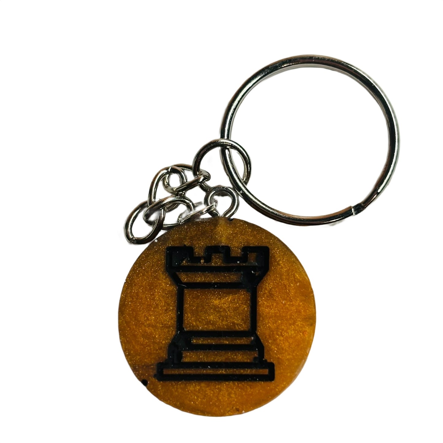Orange Lava Rook - Handmade Resin Keychain