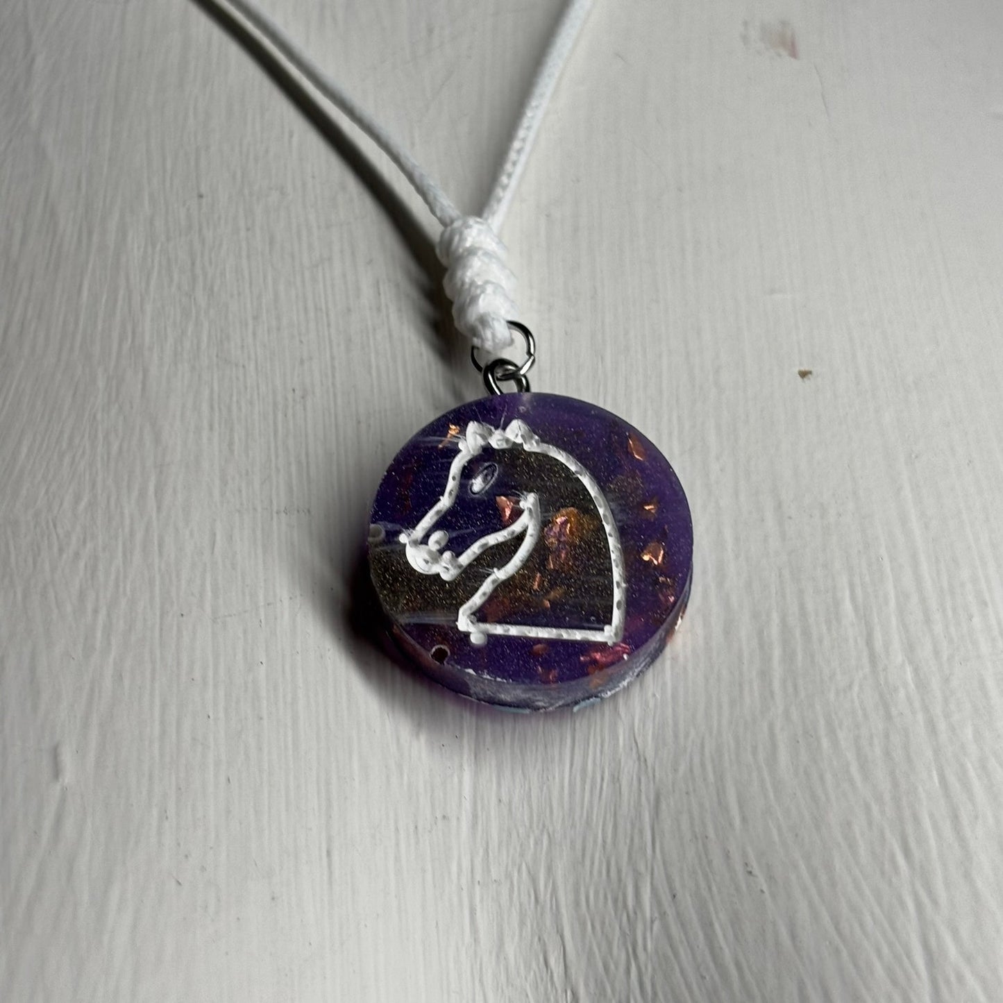 Purple Crystal Knight - Handmade Resin Chess Necklace
