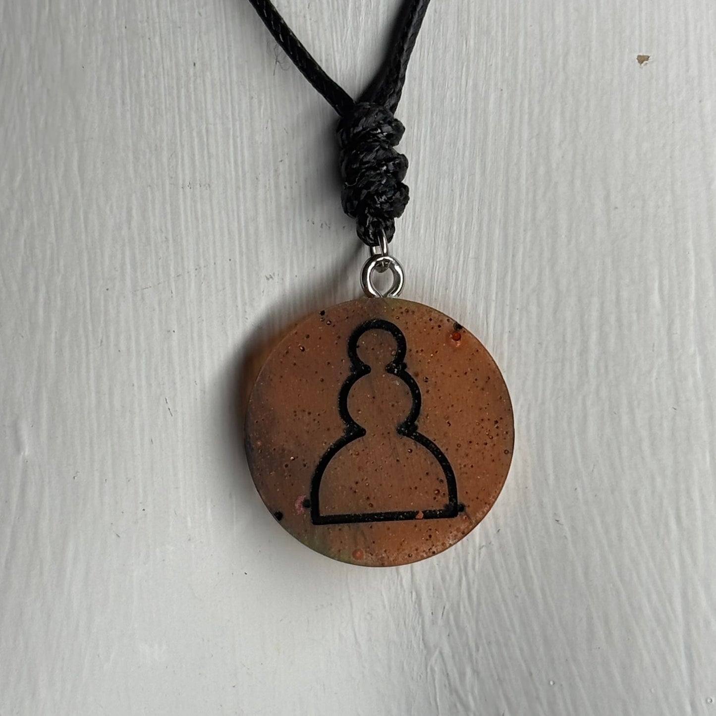 Orange Pawn - Handmade Resin Chess Necklace