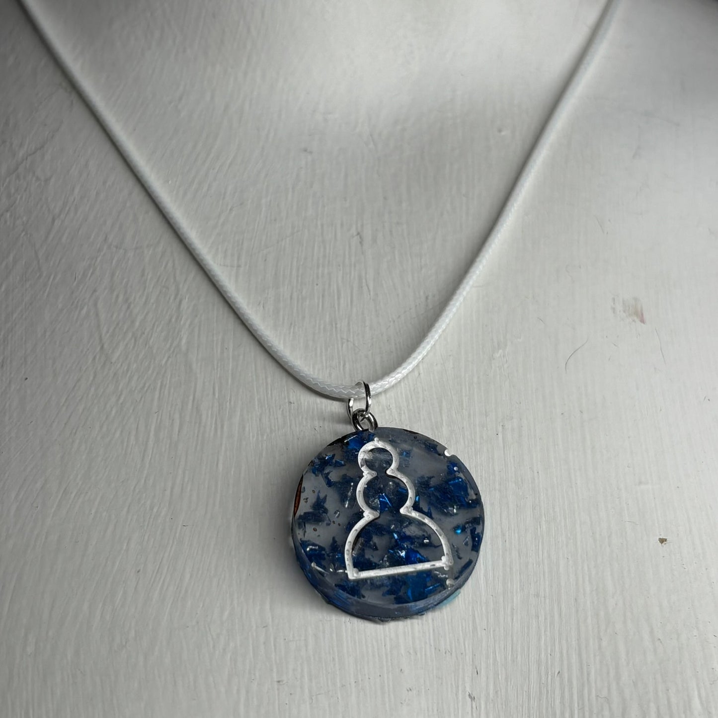 Vintage Royal Blue Pawn - Handmade Resin Chess Necklace