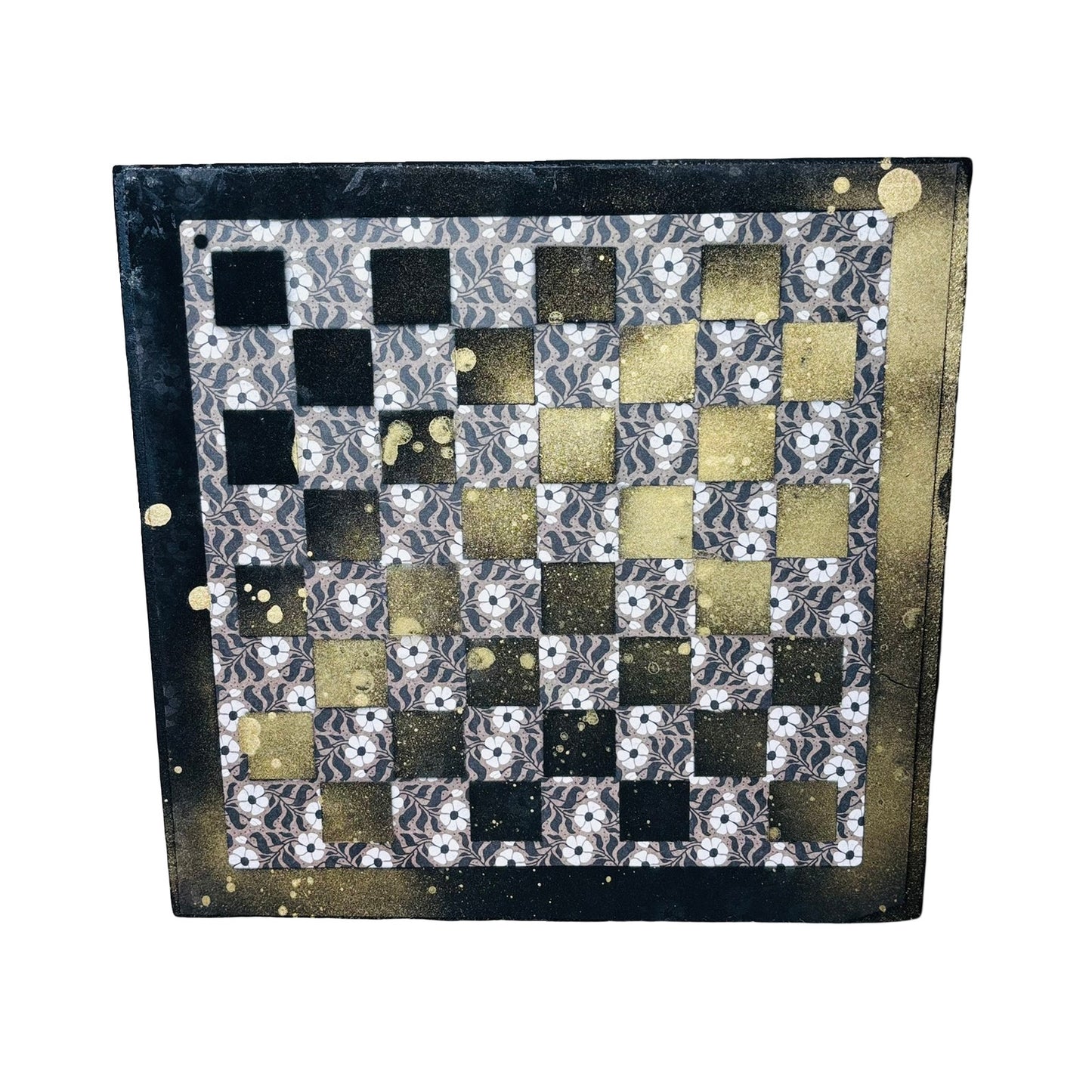 Gold Mist Black Flowers - Scrapbook Chess Board