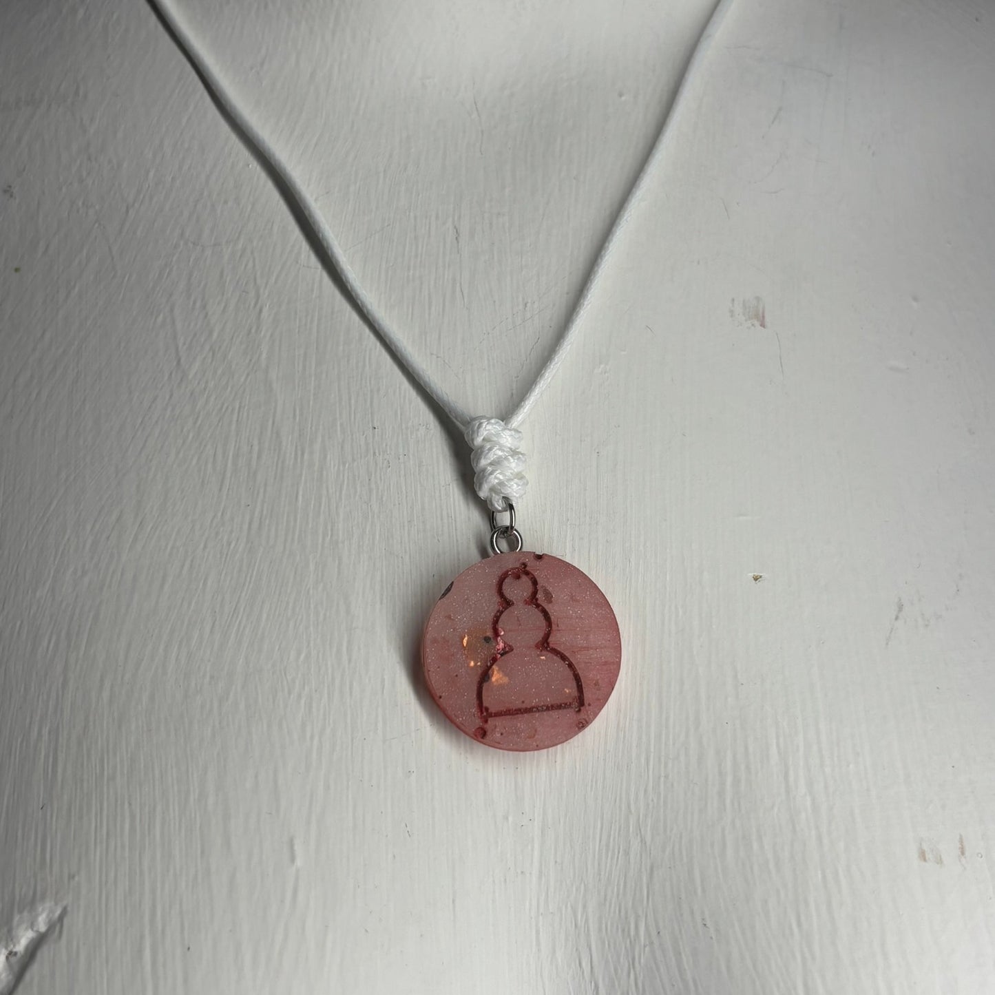 Red Iced Pawn - Handmade Resin Chess Necklace