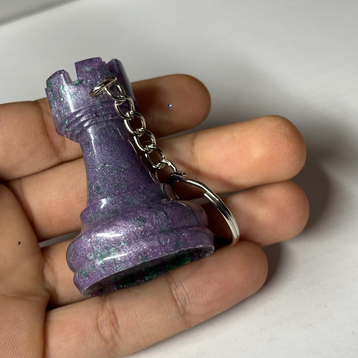 Midnight Purple Rook - Handmade Resin Keychain - Large Edition